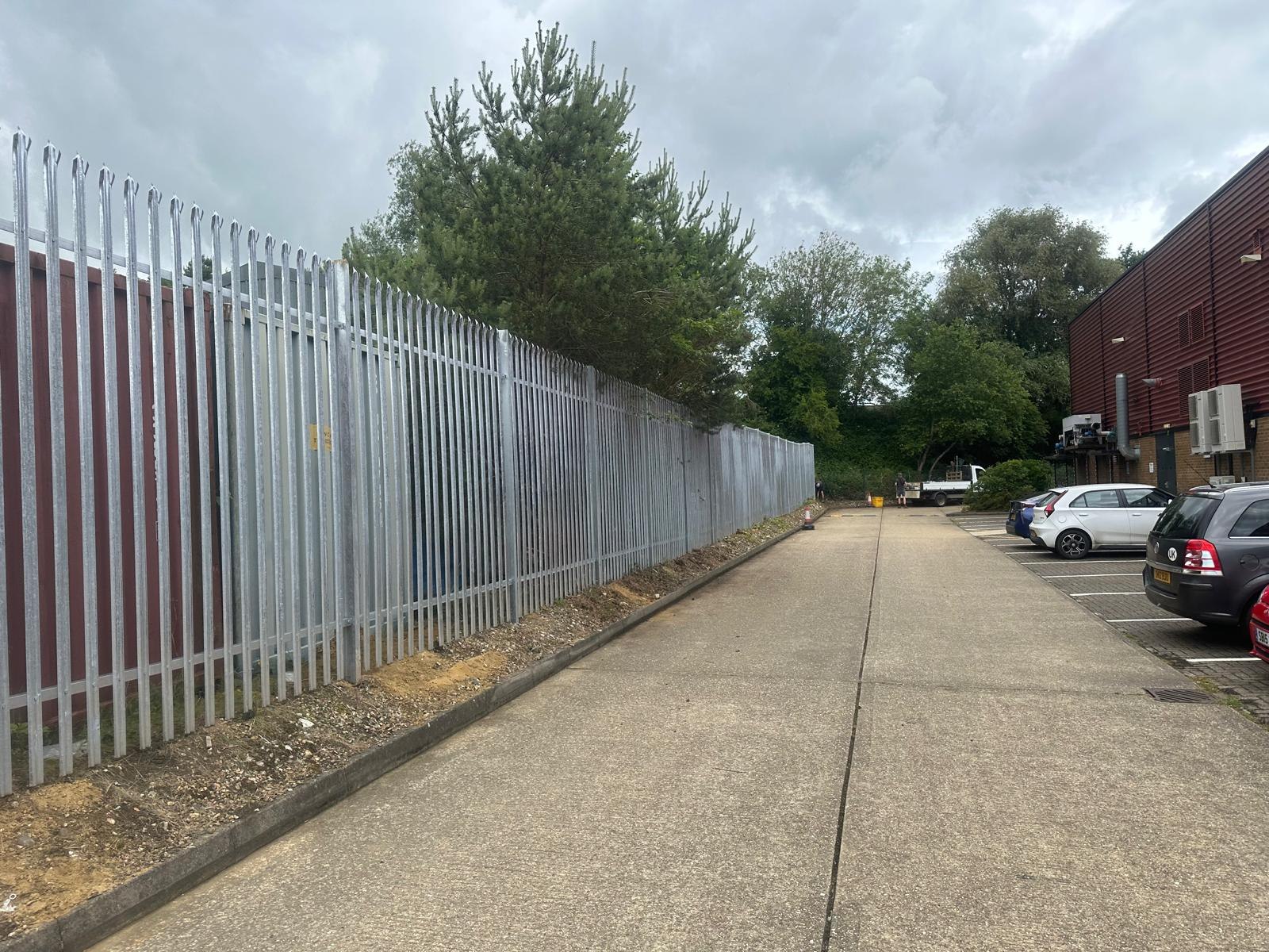 Steel palisade security fencing
